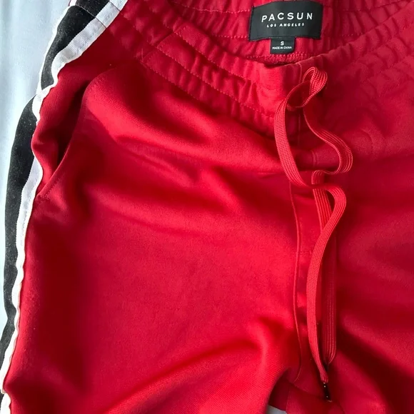 PacSun Red Joggers with Black and White Stripes - Picture 2 of 5